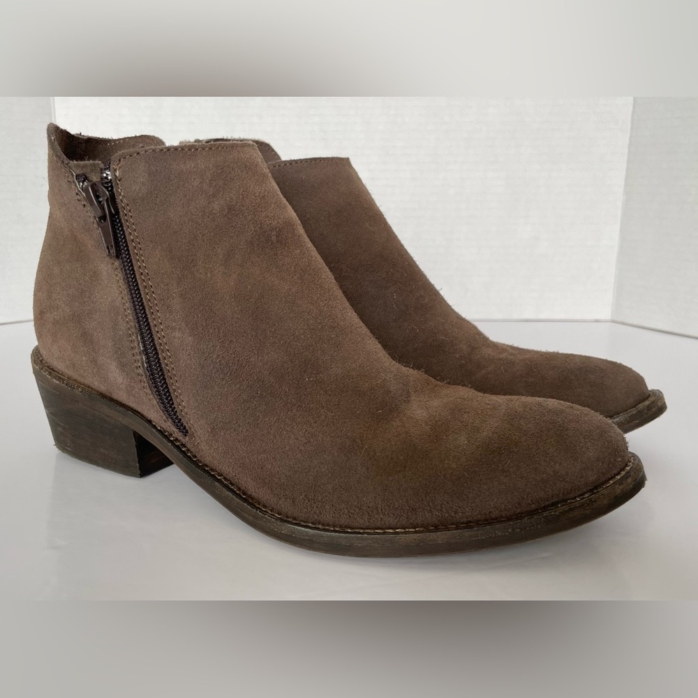 OROSCURO Italy Brown Suede Ankle Boots EU38 Leather Sole Zip